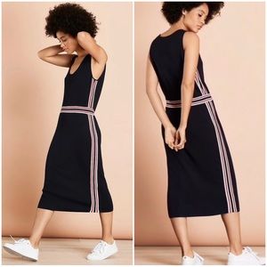 Brooks Brothers Red Fleece Womens Navy Stripe-Trimmed Sweater Dress Size X-Small